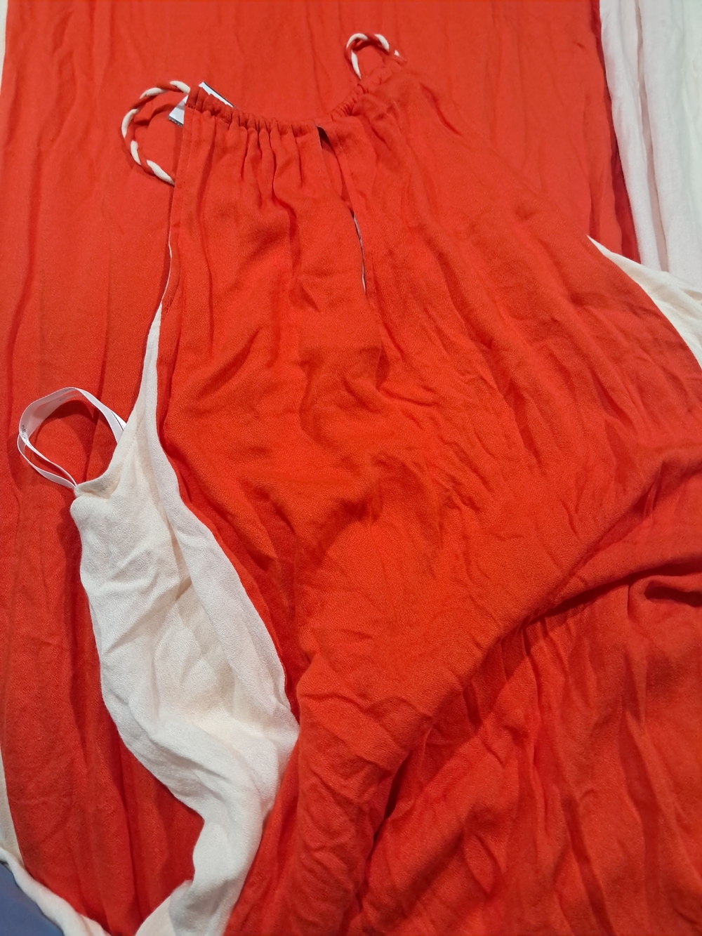 Ella Moss Orange and Cream Halter Maxi Dress Size:S - Picture 13 of 16